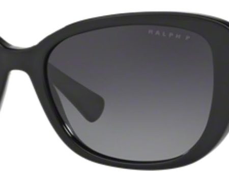 Ralph Lauren Women s 0RA5215 Polarized Rectangular Sunglasses, Black & Grey, 57 mm on Sale